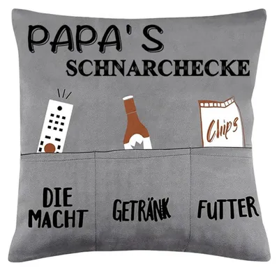 Produktbild von Kissenbezug mit Taschen 45x45cm Grau 'Schnarchecke' Geschenk für Papa