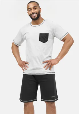 Produktbild von Sockcess® Herren Schlafanzug, Pyjama Shorty, Kurzarm, Grau/Schwarz verschiedenen Größen