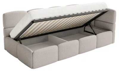 Produktbild von Selsey Cloudy – Jugendbett 90x200 cm, rechtsseitig mit Bouclé-Bezug, Greige