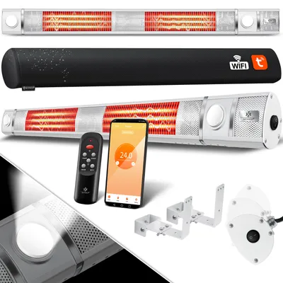 Immagine prodotto di Riscaldatore a infrarossi KESSER® 3000 W IR-Gastro-Bar con luce LED, riscaldatore da terrazza con WiFi e telecomando, custodia protettiva inclusa; riscaldatore a infrarossi, riscaldatore al quarzo, riscaldatore da terrazza, riscaldatore da parete