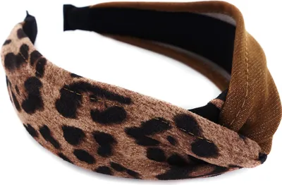 Immagine prodotto di axy fascia per capelli da donna con cuciture decorative e nodo a torciglione motivo leopardato look jeans accessori per capelli HR34b stile A