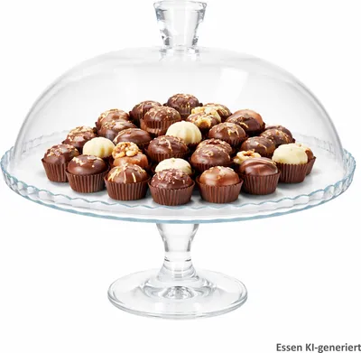 Produktbild von Tortenplatte auf Fuß mit Haube Glas Ø32cm Käseglocke Fingerfood Kuchen