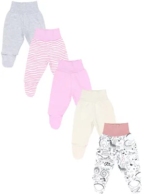 Produktbild von TupTam Baby Strampelhose Jungen Mädchen Hose mit Fuß 5er Pack, Farbe: Pink Dschungeltiere Grau Elfenbein, Größe: 86