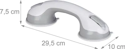 Immagine prodotto di Set da 2 maniglie a ventosa Relaxdays, maniglie di sostegno per doccia e vasca da bagno, 70 kg, per anziani, da parete, maniglie a ventosa, bianco/grigio