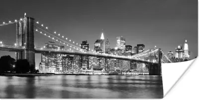 Produktbild von MuchoWow® Poster New York - Brücke - Brooklyn - Schwarz und weiß - Architektur 40x20 cm - Poster für die Wand - Poster Schlafzimmer