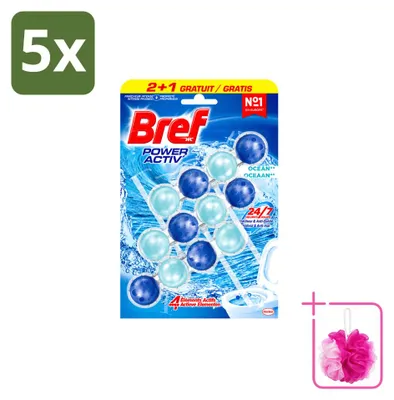 Produktbild von 5 x Bref Power Aktiv Toilettenstein Ocean - 3 x 50 g - Sparpackung - 5 Stücke