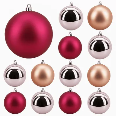 Produktbild von 24 Weihnachtskugeln für Draußen Christbaumkugeln Outdoor Kugeln Ø10cm Rosa Pink
