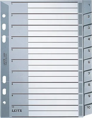 Produktbild von Register A5 1-10 PP grau mit Deckblatt Packung mit 10 Stück