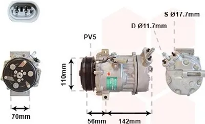 Produktbild von VAN WEZEL 3700K449 PXV16 Klimaanlage Klimakompressor PAG 46 R134a für OPEL Astra G CC (T98) Astra G Caravan (T98) ASTRA G Cabriolet (F67)