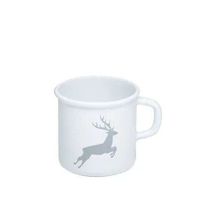 Produktbild von Riess Topf Kaffeebecher mit Bördel Ø8cm 3/8 Liter Emaille Country Hirsch grau
