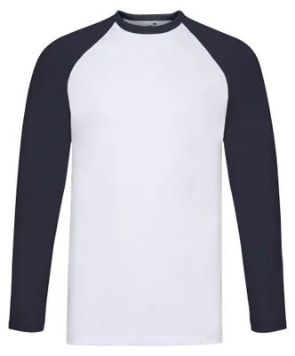 Obrázok produktu pre Fruit of the Loom – Pánske tričko s dlhým rukávom „Baseball“ LT1783 (XL) (biele/námornícka modrá)