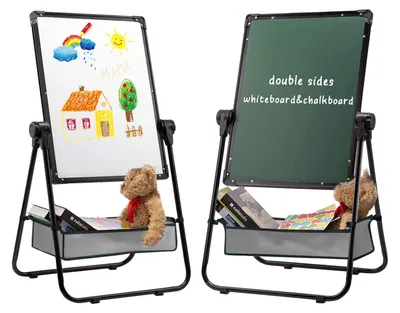 Kinder-Whiteboard, doppelseitig, verstellbar, 360° drehbar, schwarz