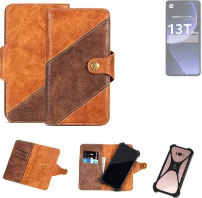 Produktbild von K-S-Trade Handyhülle Schutzhülle Bookstyle Case Wallet-Case kompatibel mit Xiaomi 13T Pro Cover Klapphülle Kantenschutz Smartphone dunkelbraun