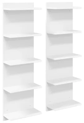 Obrázok produktu pre vidaXL Nástenná polica, 2 ks, biela, 30 x 15 x 100 cm, drevotrieska