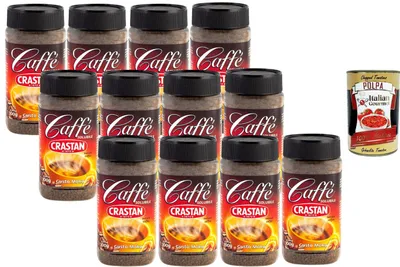 Produktbild von Crastan Italian Gourmet Löslicher Kaffee Instantkaffee Geschmack Mokka, intensives Aroma, schnell löslich, Großpackung 12 x 100 g für Latte, Desserts & Reisen + Italian Gourmet Polpa