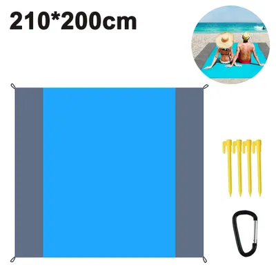 Produktbild von Picknickdecke,Wasserdicht,Stranddecke,Strand,Zubehör,-,Strandmatte,Sandfrei,Picknickdecke,Groß,210*200,cm,,Strandmatte,Gepolstert,Faltbar,Campingdecke,mit,4,Metallpflöcken,,für,Strand,,Campen,,Piknik