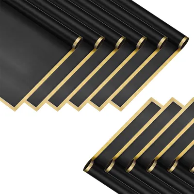 Produktbild von 100 Stk.Geschenkpapier 57×57 cm Schwarz mit Goldrand,Blumenseide für Blumensträuße & Dekoration