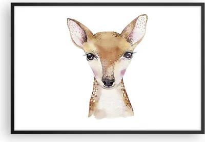 Produktbild von Gerahmtes Poster - Schwarzer Rahmen - Damhirschkuh Grafiken Kinder - 91,5x61 cm - Wand Bild - Wanddeko - Wandbilder - Kunstposter - Wandposter - Bilderrahmen - Bilder - Kunstdruck - P2BAA91x61-4449