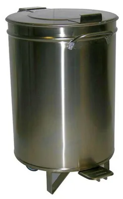 Zdjęcie produktu dla KBS Abfalleimer 380x380x605 mm 50 Liter Edelstahl mit Fusspedal Deckel Rädern