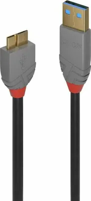 Produktbild von Lindy 36765, 0,5 m, USB A, Micro-USB B, USB 3.2 Gen 1 (3.1 Gen 1), 5 Gbit/s, Schwarz