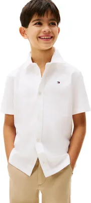 Produktbild von Tommy Hilfiger Essential Flag Embroidery Short Sleeve Oxford Shirt, Hemd, Kind, Weiß, 5Y, Halb-Spreizkragen, Kurzärmel