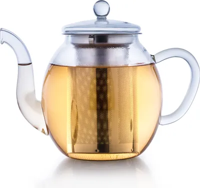 Immagine prodotto di Teiera in vetro Creano da 1,0 litri, macchina da tè in 3 parti con colino integrato in acciaio inox e coperchio in vetro, ideale per la preparazione di tè sfusi, senza sgocciolamento, all-in-one