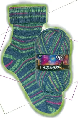 Produktbild von Opal Feuerwerk 4-fach Sockenwolle 100g/425m Lauflänge, 75% Superwash Schurwolle, 25% Polyamid 11655 Glitzergalaxie