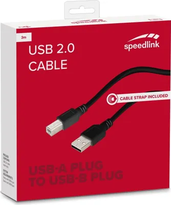 Zdjęcie produktu dla SPEEDLINK SL-170214-BK, 3 m, USB A, USB B, USB 2.0, Czarny