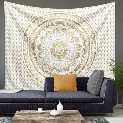 Produktbild von Ibenzoa® Mandala-Wandteppich 200 x 150 cm – großer Polyester-Boho-Wandbehang mit Sonne, Mond & Sternen für Wohn- und Schlafzimmer