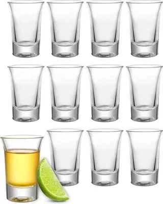 Immagine prodotto di 12 bicchieri da shot in vetro da 4cl - Lavabili in lavastoviglie - Stabili grazie alla base spessa - Per ogni occasione di festa