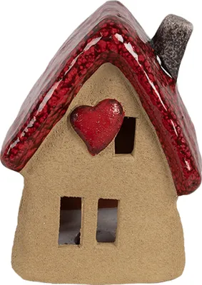 Produktbild von Clayre & Eef Dekorationsfigur Haus 10x8x13 cm Braun Rot Keramik
