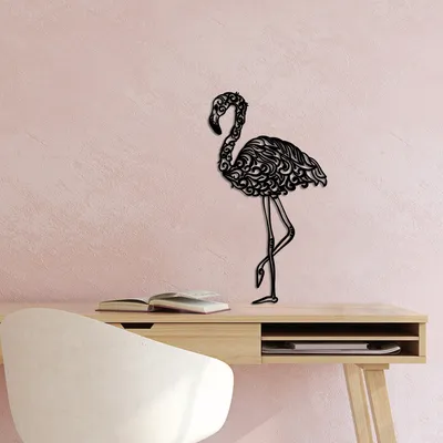 Image de Wallity, Flamingo 18, Accessoire mural décoratif en métal, 100 % METAL, noir, 50 x 27 cm