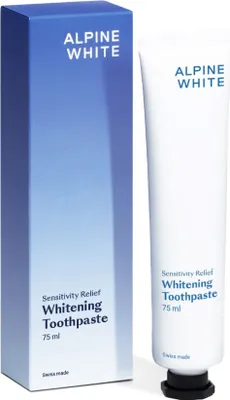 Produktbild von ALPINE WHITE Whitening Zahnpasta Sensitivity Relief mit Calziumcarbonat und Hydroxylapatit Blau One Size