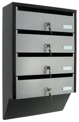 Produktbild von Profirst Briefkastenanlage Quattro Silber Schwarz
