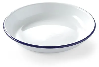 Produktbild von 12x Emaillie Teller tief, weiß blau Ø 24 cm