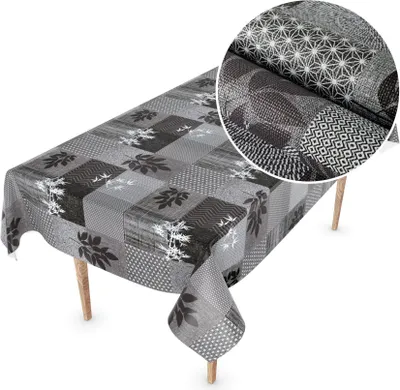 Produktbild von Tischdecke Wachstuch Premium Ornamente Grau Robust Wasserabweisend Breite 140 cm Länge 120 cm