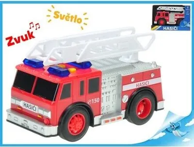 Produktbild von Feuerwehrauto, 18cm, mit batteriebetriebenem Schwungrad mit Licht und Sound im Karton