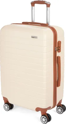 Immagine prodotto di Valigia rigida BRUBAKER Paris - trolley da viaggio con chiusura a combinazione e 4 ruote - trolley 43 x 66,5 x 26 cm, L, bianco crema e marrone chiaro