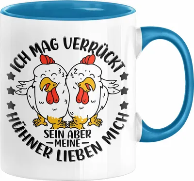Produktbild von Hühner Tasse Geschenk Hühnerflüsterin Huhn Geschenkidee Kaffee-Becher Landwirt Bauer Landiwrtin (Blau)