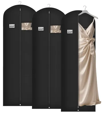 Produktbild von Kleideraufbewahrungsbeutel, 60 x 182 cm, atmungsaktives Material, lange Kleidertaschen für Kleider, Mäntel und Abendkleider, 3-teilig