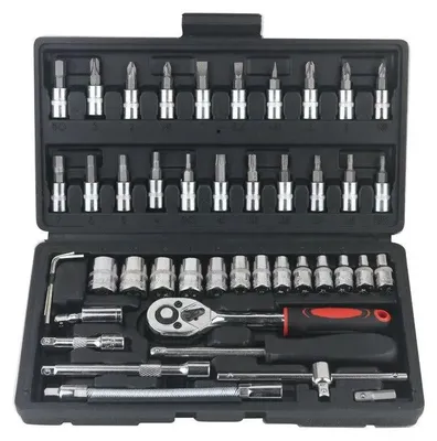 Image de Kit d'outils de réparation automobile, 46 pièces, construction durable, 46 pièces Noir