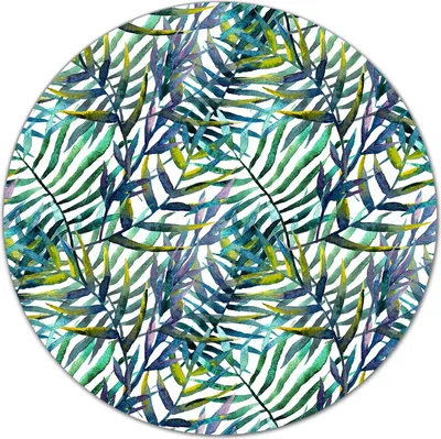 Produktbild von Glas Schneidebrett Herdabdeckplatten Schneideplatten Rund - 40 cm - Blätter Aquarell