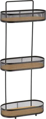 Produktbild von Ovales regal mit 3 ebenen aus metall und bambusplatten zum aufstellen - schwarz bambus - Tendance
