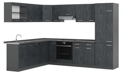 Obrázok produktu pre Rohová kuchyňa Vicco R-Line Čierny betón/antracitová 287 x 227 cm AP Antracit, Model 47425
