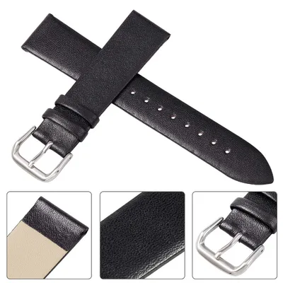 Produktbild von Uhrenarmband Ersatzarmband Vintage Leder Uhrenarmband aus Leder 14mm Schwarz