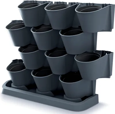 Produktbild von nabbi Vertikaler Blumentopf aus Kunststoff IO2W600S - Anthrazit