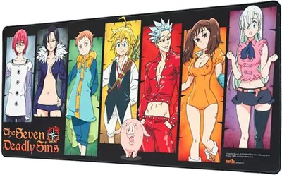 Obrázek produktu pro Sedm smrtelných hříchů Podložka pod myš XXL Podložka na stůl 80 x 35 cm Anime Herní podložka pod myš Světle šedá Silná
