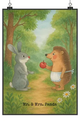 Produktbild von Mr. & Mrs. Panda Bild Hase Igel Design DIN A0 - Weiß - Geschenk, und, Wandbild, wanddeko, drucke, Trösten, Plakat, Liebe Spruch, Herzschmerz, Kunstdruck, Lustige Sprüche