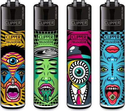 Produktbild von Clipper Reibrad Feuerzeuge Trippy #5, 4 Stück