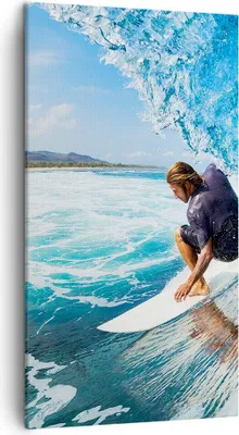 Produktbild von Bild auf Leinwand - Leinwandbild - Surfen Surfer Ozean Welle - 45x80cm - Wand Bild - Wanddeko - Leinwanddruck - Bilder - Kunstdruck - Wanddekoration - Leinwand bilder - Wandkunst - PA45x80-2785